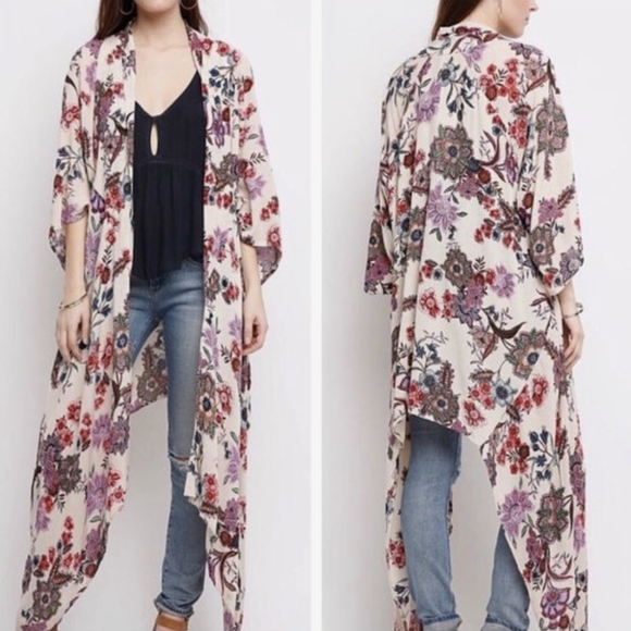Patrons of Peace Champagne Floral Kimono, Size Large. NWT - Picture 1 of 7